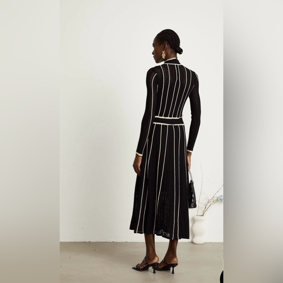 Sandro New Court Style Striped Elegant Knitted Dress FINAL SALE - Picture 2 of 12